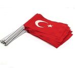 Özcan Tasarım Sopalı Kumaş Türk Bayrağı ( 20 x 30 ) - 10 Adet
