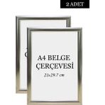 Özcanlar Çerçeve 2 Li Set A4(21X29.7) Diploma Çerçevesi Belge Çerçeveleri Sertifika Çerçevesi - Gümüş - 21 x 30