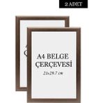 Özcanlar Çerçeve 2 Li Set A4(21X29.7) Diploma Çerçevesi Belge Çerçeveleri Sertifika Çerçevesi - Kahve - 21 x 30