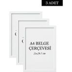 Özcanlar Çerçeve 3 Lü Set A4(21X29.7) Diploma Çerçevesi Belge Çerçeveleri Sertifika Çerçevesi - Beyaz - 21 x 30