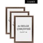 Özcanlar Çerçeve 3 Lü Set A4(21X29.7) Diploma Çerçevesi Belge Çerçeveleri Sertifika Çerçevesi - Kahve - 21 x 29,7