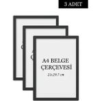 Özcanlar Çerçeve 3 Lü Set A4(21X29.7) Diploma Çerçevesi Belge Çerçeveleri Sertifika Çerçevesi - Siyah - 21 x 30