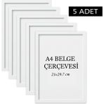 Özcanlar Çerçeve 5 Li Set A4(21X29.7) Diploma Çerçevesi Belge Çerçeveleri Sertifika Çerçevesi - Beyaz - 21x29,7
