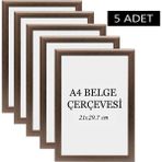 Özcanlar Çerçeve 5 Li Set A4(21X29.7) Diploma Çerçevesi Belge Çerçeveleri Sertifika Çerçevesi - Kahverengi - 21x30