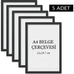 Özcanlar Çerçeve 5 Li Set A4(21X29.7) Diploma Çerçevesi Belge Çerçeveleri Sertifika Çerçevesi - Siyah - 21 x 29,7