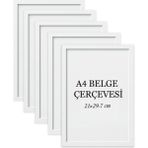 Özcanlar Çerçeve 5'li Set A4 Çerçeve Ucuz 21X29,7 Sertifika Evrak Diploma Belge Fotoğraf Çerçevesi Duvara Asılabilir Ofis - Beyaz - 21 x 29,7 cm