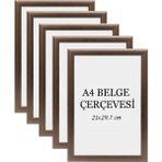 Özcanlar Çerçeve 5'li Set A4 Çerçeve Ucuz 21X29,7 Sertifika Evrak Diploma Belge Fotoğraf Çerçevesi Duvara Asılabilir Ofis - Ceviz - 21 x 29,7 cm