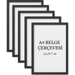 Özcanlar Çerçeve 5'li Set A4 Çerçeve Ucuz 21X29,7 Sertifika Evrak Diploma Belge Fotoğraf Çerçevesi Duvara Asılabilir Ofis - Siyah - 21 x 29,7 cm