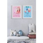 Ozcanlar Cerceve Çerçeveli Bebek Ve Çocuk Odası Tablo Seti Kız Ve Erkek Doğum Kutlama ÖZC-263-30X40