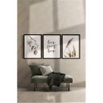 Özcanlar Çerçeve Çerçeveli Tablo Duvar Tablosu Dekoratif Tablo Salon Tabloları Çoklu Tablo Üçlü Çerçeve - 30 x 40 - Siyah