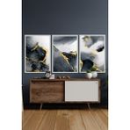 Özcanlar Çerçeve Çerçeveli Tablo Modern Sanatsal Dekorasyon Ev Dekoru Üçlü Çerçeve Abstract - Beyaz - 50 x 70