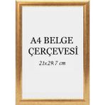 Özcanlar Çerçeve Diploma Çerçevesi Belge Çerçevesi Sertifika Fotoğraf Çerçevesi A4 Tekli Boş Çerçeve 21X29,7-21X30 - Gold