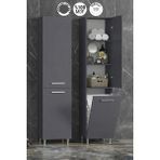 Özceden 40*167 cm Antrasit Gri Mdf Sepetli Ayaklı Banyo Boy Dolabı - Antrasit Gri Mat