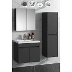 ÖZCEDEN 65 35 Cm Antrasit Gri Mat Mdf Seramik Lavabolu Asma Banyo Dolabı Takımı
