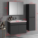 Özceden Aynalı Boy Dolaplı Banyo Dolabı Takımı 65+35 cm Seramik Lavabolu Komple Mdf - Beyaz