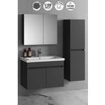 ÖZCEDEN Aynalı Boy Dolaplı Banyo Dolabı Takımı 80+35 Cm Komple Mdf Ve Seramik Lavabolu