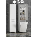 Özceden Banyo Boy Dolabı Beyaz MDF Ayaklı ve Sepetli Tasarım 35x167 cm