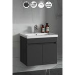 Özceden Çiğdem 55 cm Antrasit Gri Mat Mdf Seramik Lavabolu Asma Banyo Alt Dolabı