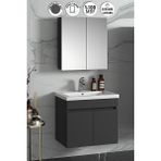 Özceden Çiğdem 55 cm Antrasit Gri Mat Mdf Seramik Lavabolu Asma Banyo Dolabı Takımı