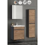 Özceden Çiğdem 55+35 cm Antrasit Gri Mat- Atlantik Çam Mdf Seramik Lavabolu Asma Banyo Dolabı Takımı - Antrasit - Atlantik Çam