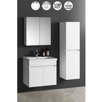 Özceden Çiğdem 55+35 cm Beyaz Mdf Seramik Lavabolu Sepetli Asma Banyo Dolabı Takımı