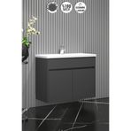 Özceden Çiğdem 65 cm Antrasit Gri Mat Mdf Seramik Lavabolu Asma Banyo Alt Dolabı