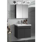 Özceden Çiğdem 65 cm Antrasit Gri Mat Mdf Seramik Lavabolu Asma Banyo Dolabı Takımı