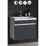 ÖZCEDEN Çiğdem 65 Cm Beyaz-Antrasit Gri Mat Mdf Seramik Lavabolu Asma Banyo Alt Dolabı