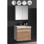 Özceden Çiğdem 65 cm Beyaz-Atlantik Çam Mdf Seramik Lavabolu Asma Banyo Dolabı Takımı