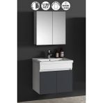 Özceden Çiğdem 65 cm Beyaz-Füme Balon Mdf Seramik Lavabolu Asma Banyo Dolabı Takımı - Beyaz - Füme