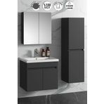 ÖZCEDEN Çiğdem 65+35 cm Antrasit Gri Mat MDF Seramik Lavabolu Asma Banyo Dolabı Takımı