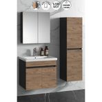 ÖZCEDEN Çiğdem 65+35 cm Atlantik Çam- Antrasit Gri Mat MDF Seramik Lavabolu Asma Banyo Dolabı Takımı