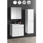 Özceden Çiğdem 65+35 cm Beyaz Mdf Seramik Lavabolu Sepetli Asma Banyo Dolabı Takımı