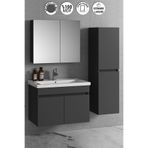 Özceden Çiğdem 80+35 cm Antrasit Gri Mat Mdf Seramik Lavabolu Sepetli Asma Banyo Dolabı Takımı
