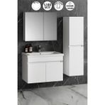Özceden Çiğdem Beyaz MDF Seramik Lavabolu Asma Banyo Dolabı Takımı 80+35 cm Modern Tasarım
