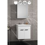 ÖZCEDEN Çiğdem Kulplu 55 cm Beyaz MDF Seramik Lavabolu Asma Banyo Dolabı Takımı