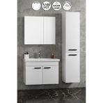 ÖZCEDEN Çiğdem Kulplu 80+35 cm Beyaz MDF Seramik Lavabolu Asma Banyo Dolabı Takımı
