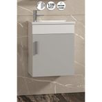 ÖZCEDEN Lale 42x24 cm Beyaz-Sis Gri MDF Seramik Lavabolu Asma Banyo Alt Dolabı