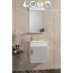 Özceden Lale 42X24 cm Beyaz-Sis Gri Mdf Seramik Lavabolu Asma Banyo Dolabı Takımı - Beyaz - Sis Gri