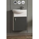 ÖZCEDEN Lale 45 cm Beyaz-Antrasit Gri Mat MDF Seramik Lavabolu Asma Alt Banyo Dolabı