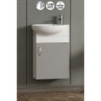Özceden Lale 45 cm Beyaz-Sis Gri Mdf Seramik Lavabolu Asma Alt Banyo Dolabı - Beyaz - Sis Gri