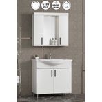 ÖZCEDEN Leylak 80 cm Beyaz MDF Seramik Lavabolu Ayaklı Banyo Dolabı Takımı