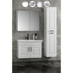 Özceden Salkım 65+35 cm Beyaz Balon Mdf Seramik Lavabolu Asma Banyo Dolabı Takımı