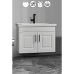 Özceden Salkım 80 cm Beyaz Balon Mdf Seramik Lavabolu Asma Banyo Alt Dolabı
