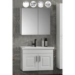 Özceden Salkım 80 cm Beyaz Balon Mdf Seramik Lavabolu Asma Banyo Dolabı Takımı