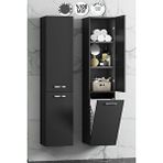 ÖZCEDEN Yeni Boy 35*167 cm Antrasit Gri Mat MDF Sepetli Asma Banyo Boy Dolabı