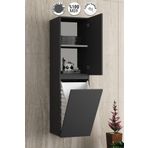 ÖZCEDEN Yıldız 35*130 Cm Antrasit Gri Mat Mdf Sepetli Asma Banyo Boy Dolabı