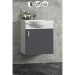 Özceden Yıldız 45 cm Beyaz-Antrasit Gri Mat Mdf Seramik Lavabolu Asma Banyo Alt Dolabı - Beyaz - Antrasit - Gri