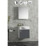 ÖZCEDEN Yıldız 45 cm Beyaz-Antrasit Gri Mat MDF Seramik Lavabolu Asma Banyo Alt Dolabı