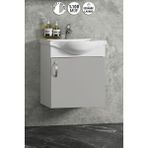 Özceden Yıldız 45 cm Beyaz-Sis Gri Mdf Seramik Lavabolu Asma Banyo Alt Dolabı - Beyaz - Sis Gri